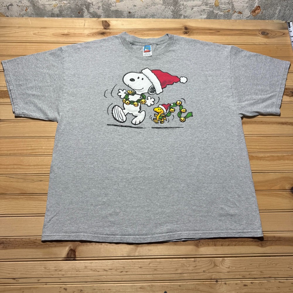 Vintage 90s Peanuts Snoopy Woodstock Christmas Jingle Bells Graphic T-Shirt 2XL