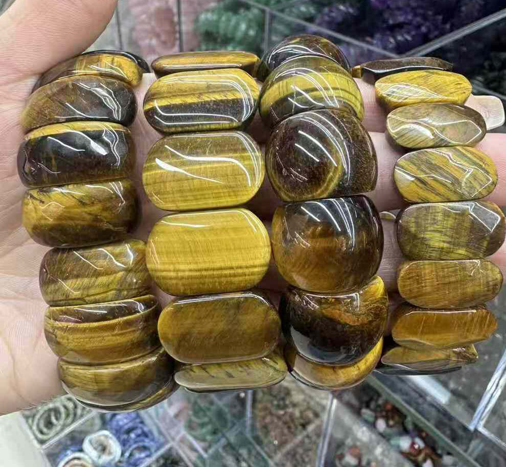 4pcs Natural Tiger eye Gems Bracelets Chakra Reiki Healing Amulet