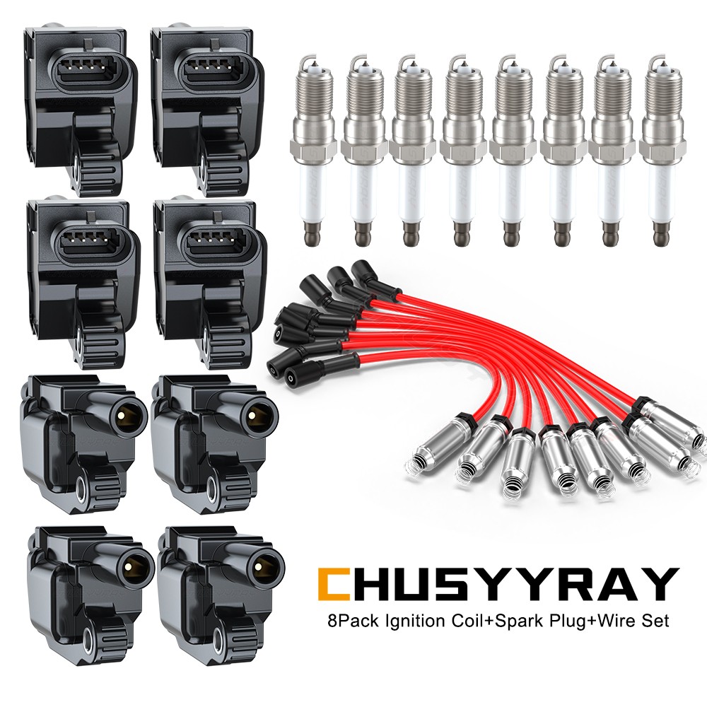 High Performance UF413 Ignition Coil+Spark Plug+Wire For Chevy GMC 5.3L 6.2L V8