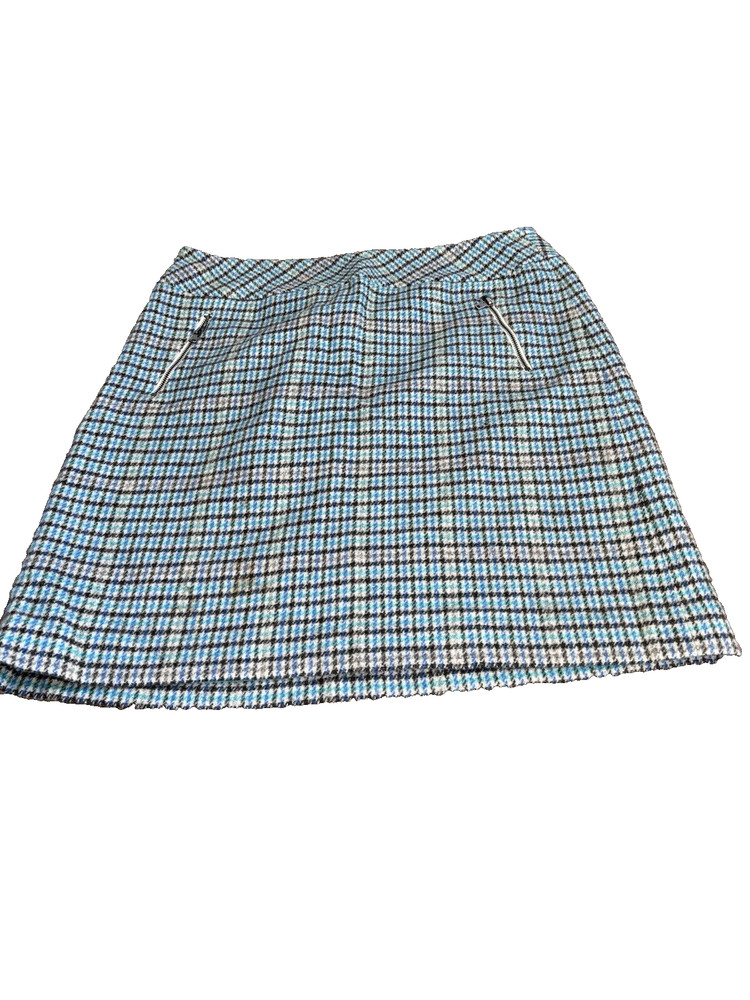 Talbots Blue Plaid Wool Blend Skirt Women’s Size 8 Lined Zip Pocket Workwear