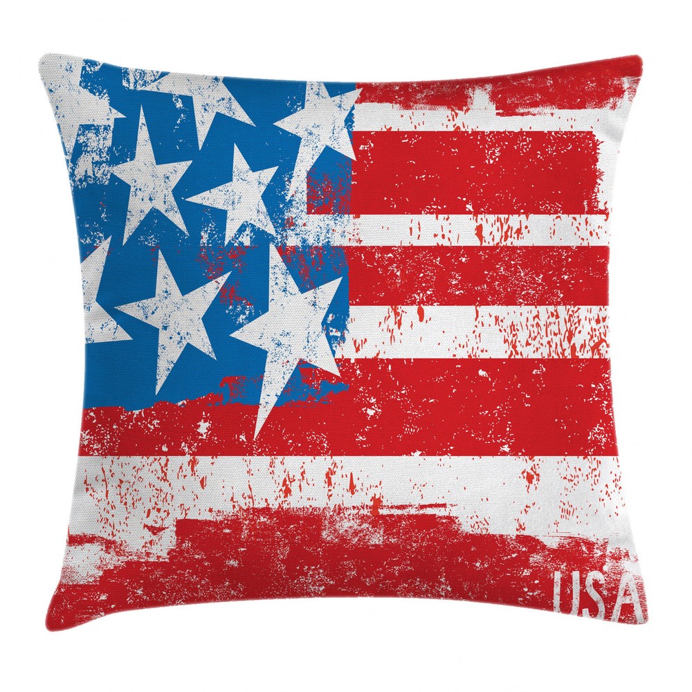 American Flag Retro Royal Art Square Cushion Cover 16 Inch Pillow Case