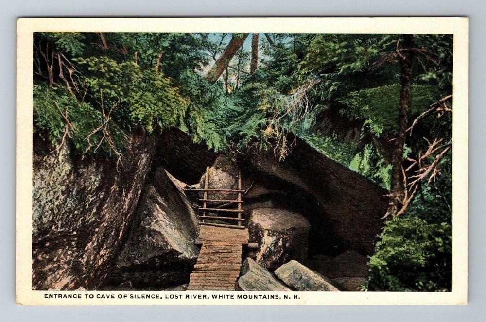 White Mountains NH-New Hampshire, Entrance To The Cave Silence Vintage Postcard