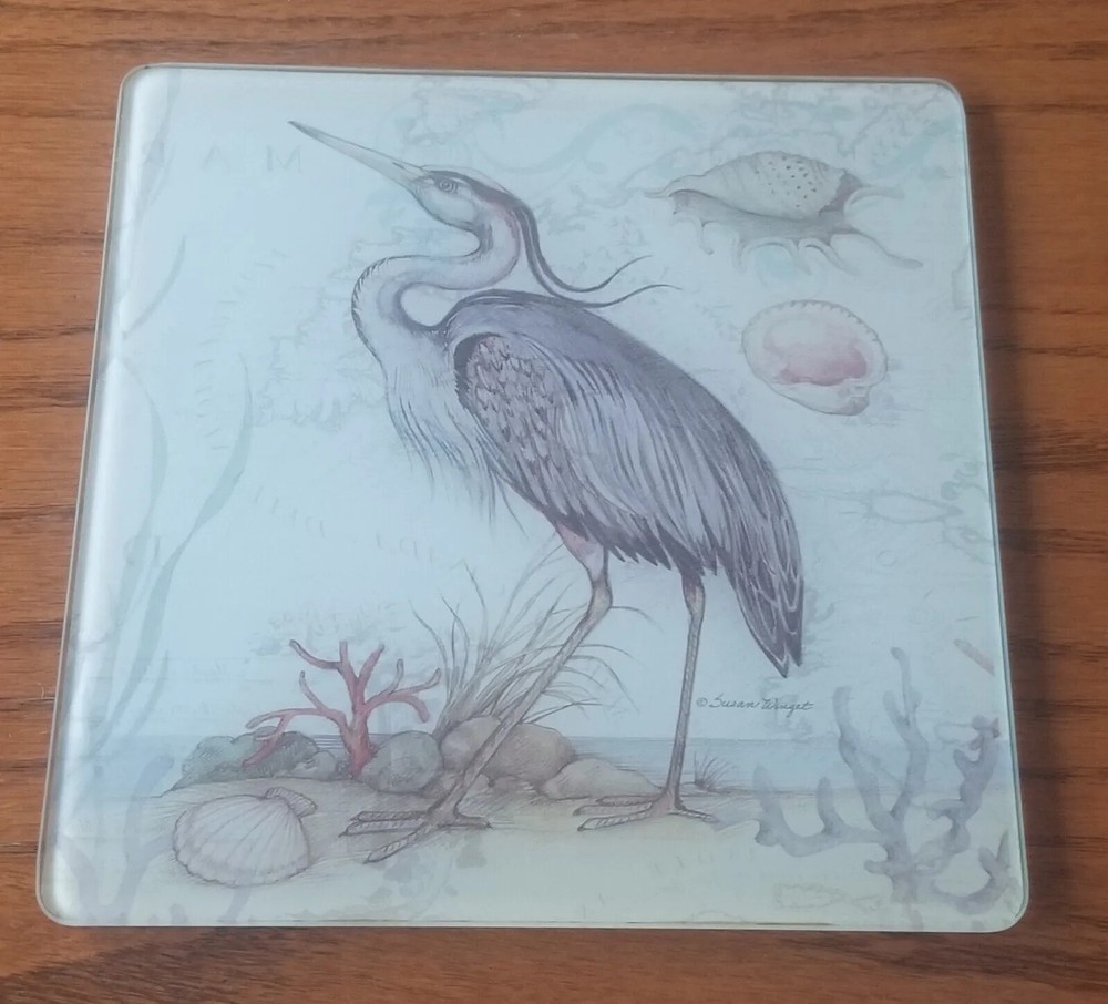 RARE Susan Winget Certified International COASTAL VIEW Tempered Glass Trivet