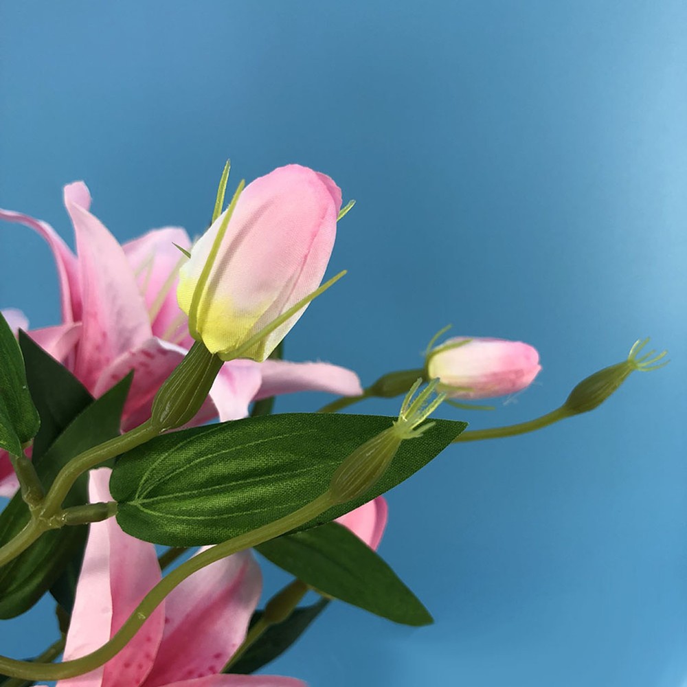 6 Heads/Branch Easter Vivid Artificial Lily Flower Branch Home Wedding Party