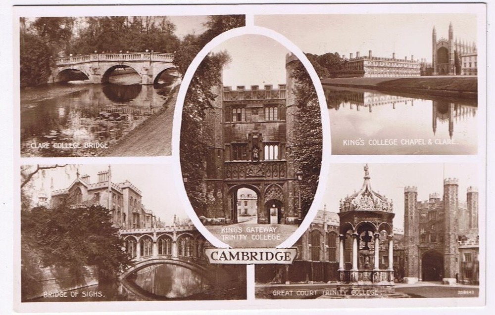 Postcard RPPC Cambridge England UK Multi View Trinity College