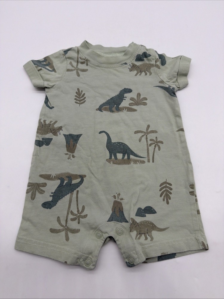 Carters Just One You One Piece Baby Boys Size 9M Green Aop Dino .#44045