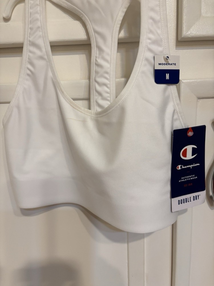 Champion Double Dry Sports Bra, Medium White.