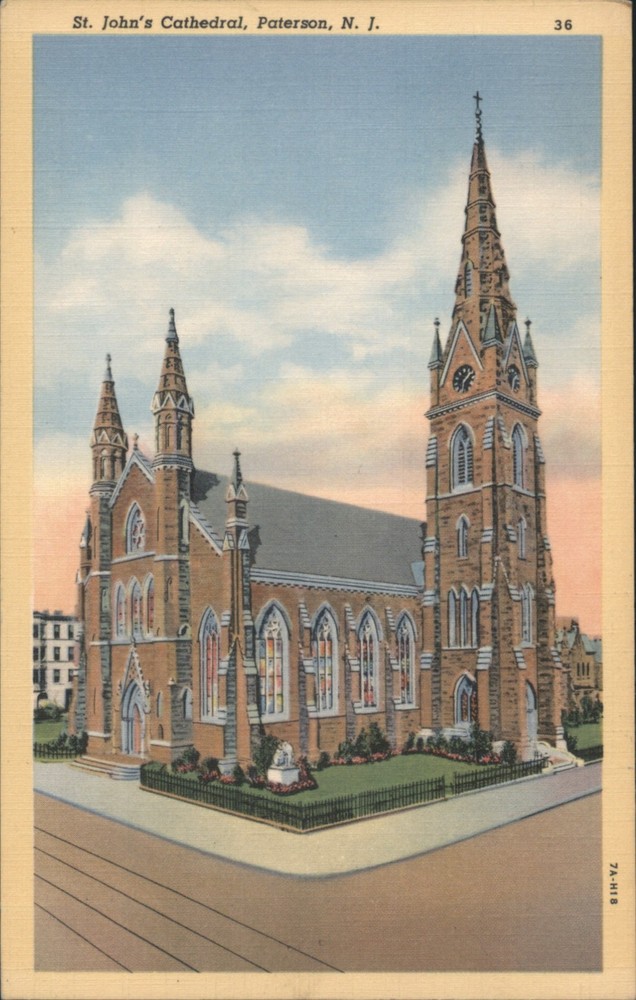 Paterson, New Jersey NJ St. John's Cathedral Original Vintage Postcard