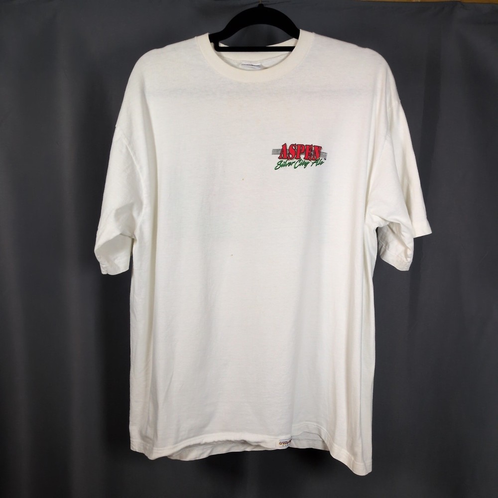 VTG 80s/90s Ski Aspen Colorado Silver City Ale Beer Logo Single Stitch T-Shirt L