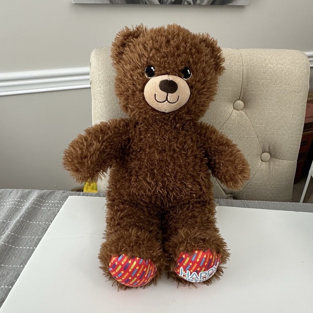 Build-A-Bear Workshop Brown Plush Teddy Bear with 'Happy Birthday' Feet