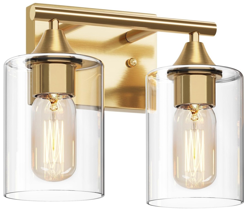 Gold Vanity Lights for Bathroom,2-Light Bathroom Light Fixtures,Brushed Brass...