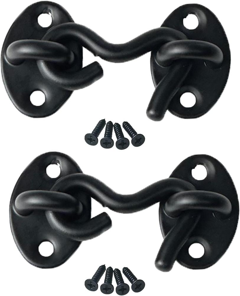 2-Pack Black Stainless Steel 2-Inch Barn Door Hook & Eye Latch