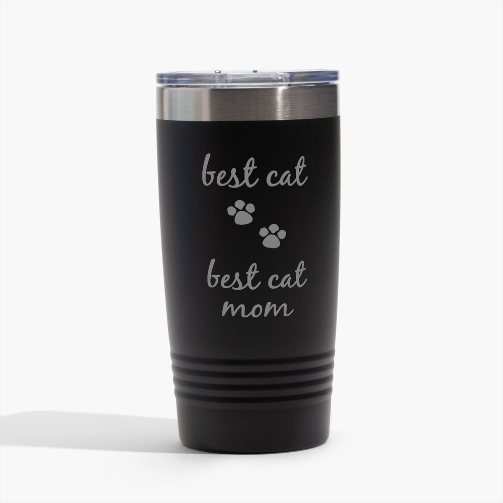 Best Cat Best Cat Mom - Black 20oz Tumbler - Perfect for Gifts! Free Shipping!