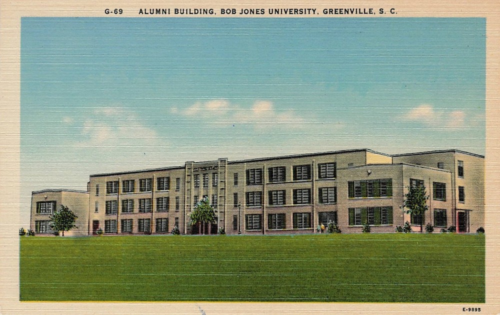 Vintage Bob Jones University Alumni Building Postcard Greenville SC Asheville Co