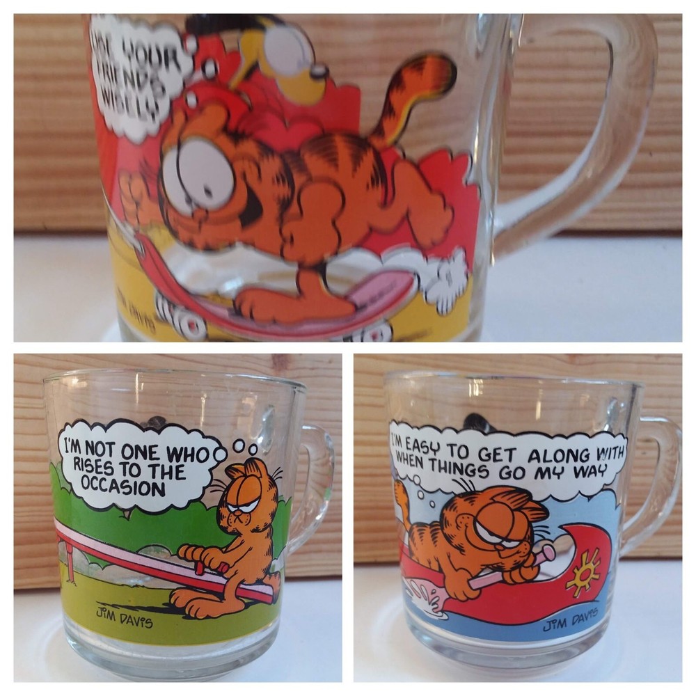 SELECT any/all 1980's McDonald's GARFIELD Characters Glass Cups Mugs Jim Davis