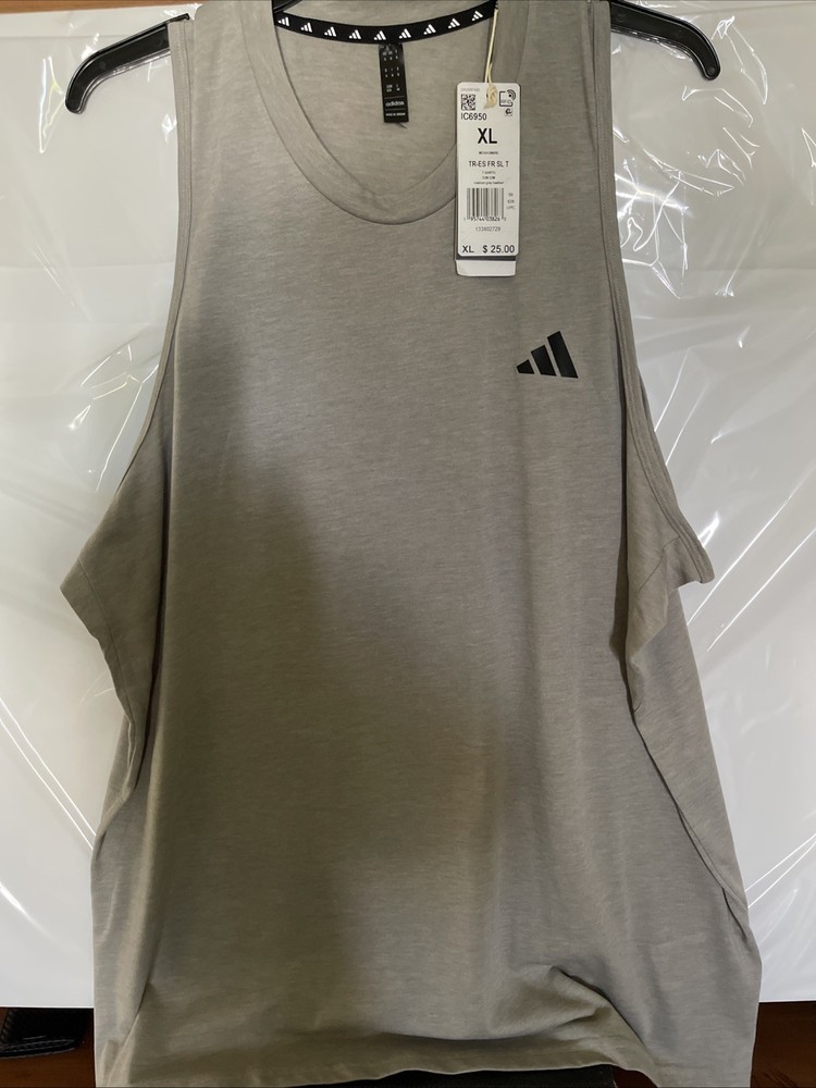 Adidas Men’s Tank Top Tee Shirt, Medium Grey Heather, Size Large