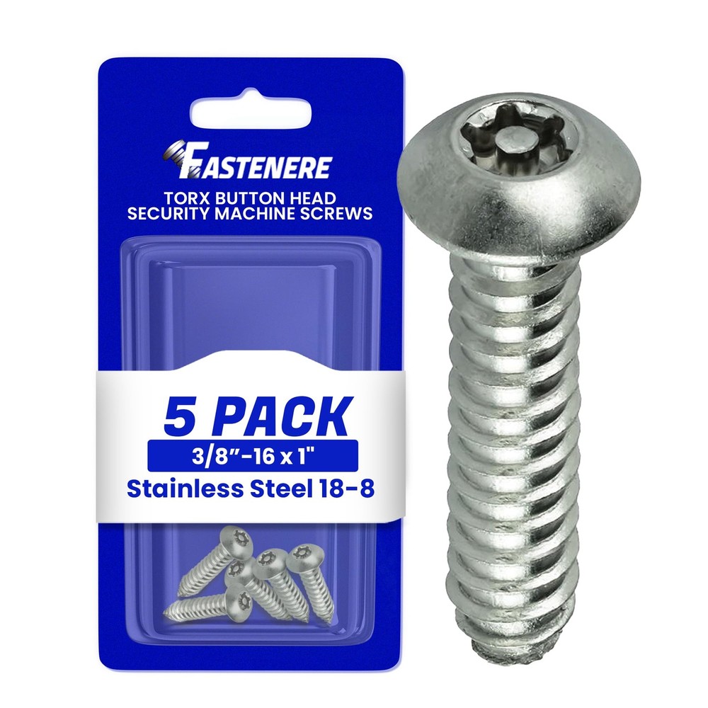3/8-16x1 Button Head Torx Security Machine Screws Stainless Steel A2