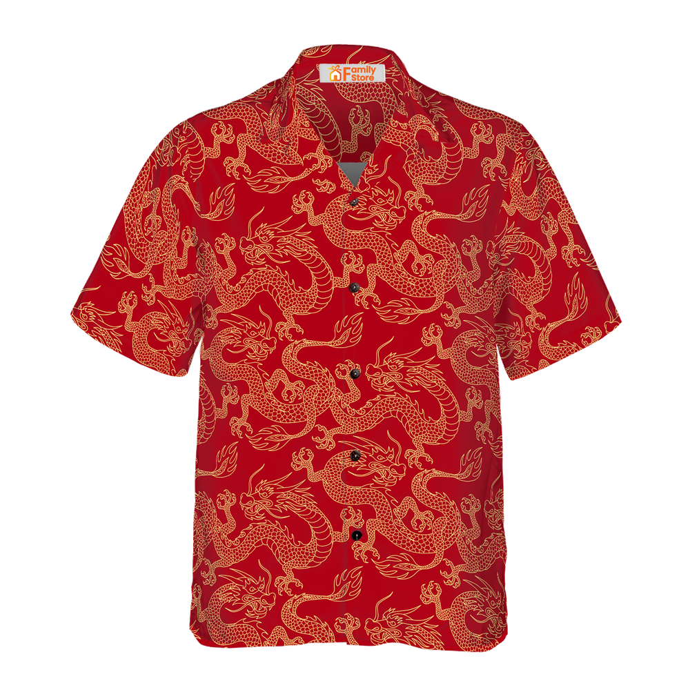 Oriental Dragon Red Hawaiian Shirt For Men US Size Summer Style NEW
