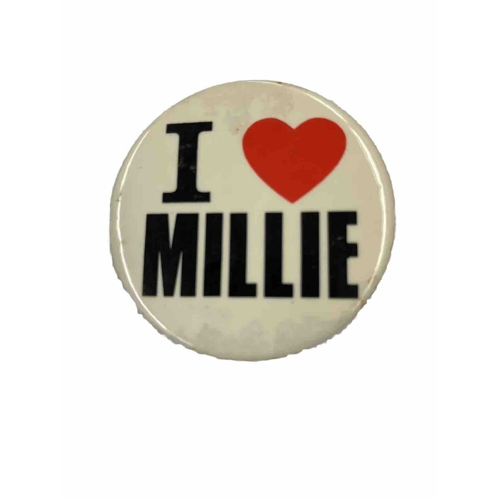 I Love Millie Vintage 1980s Pinback Button
