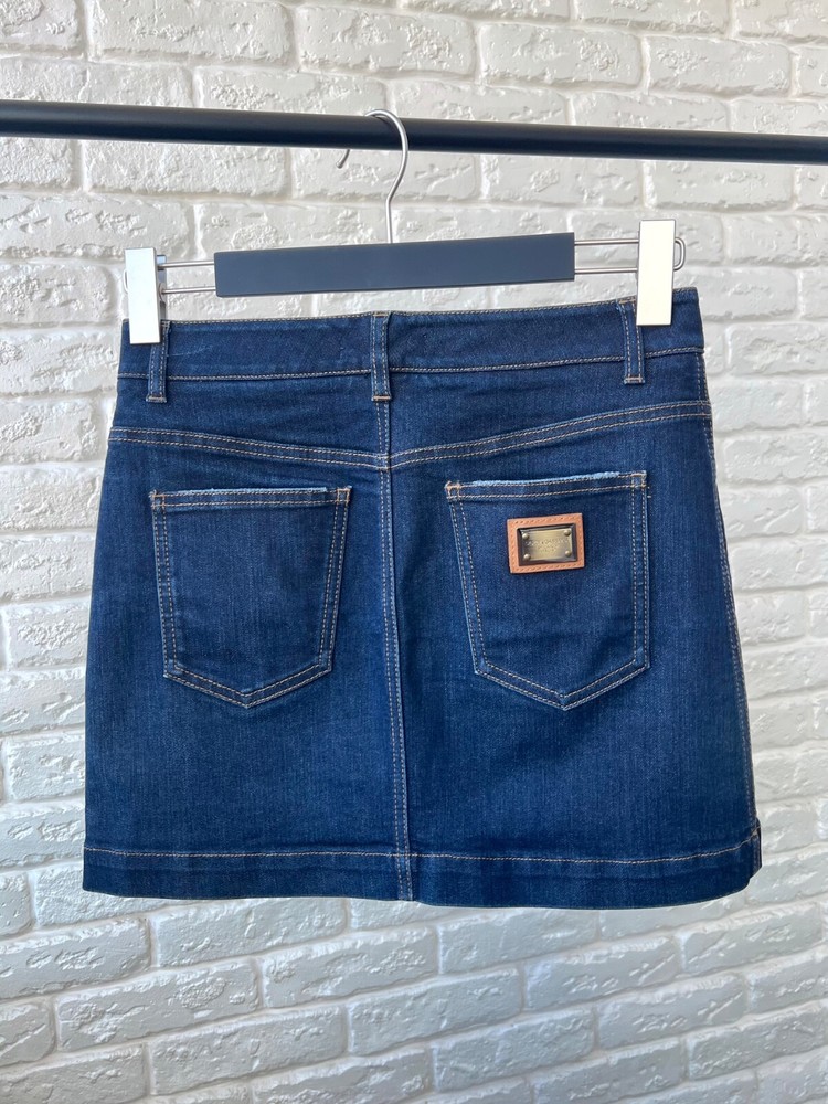 Dolce & Gabbana Logo Denim Blue Jean Skirt Women's Size 38