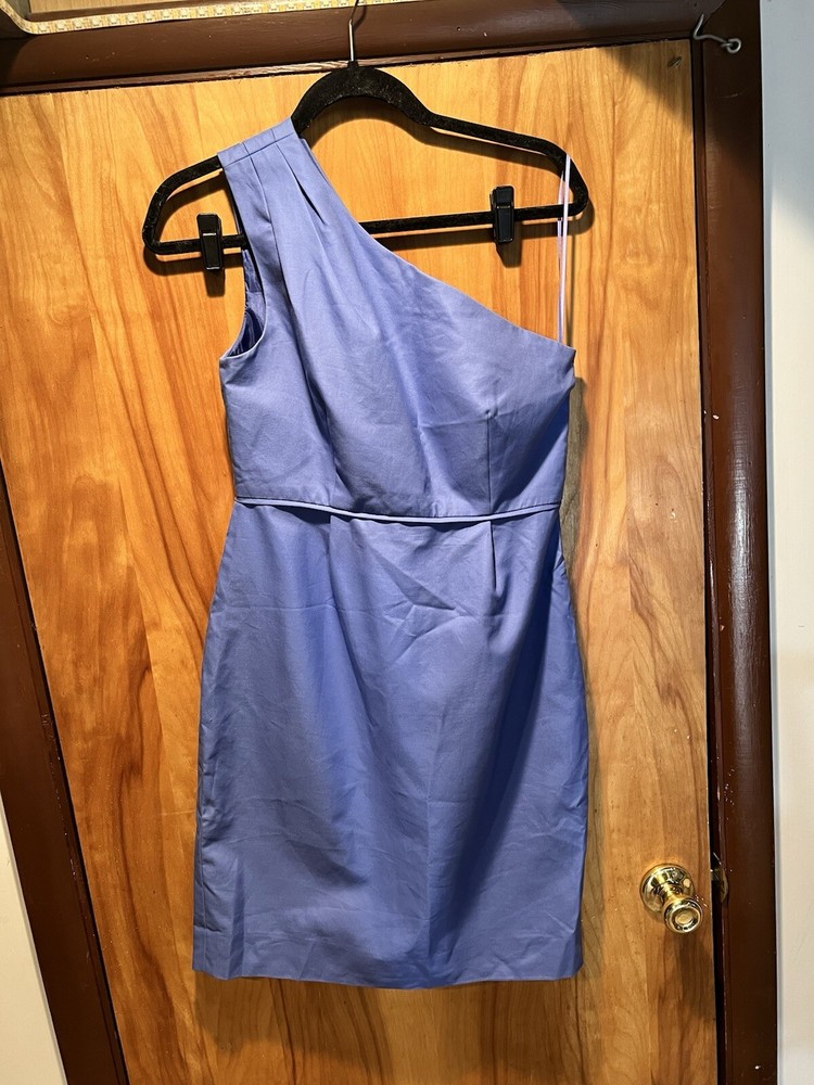 J Crew - One-shoulder Steely-blue 100% Silk A-line Dress Sz 6 NWT