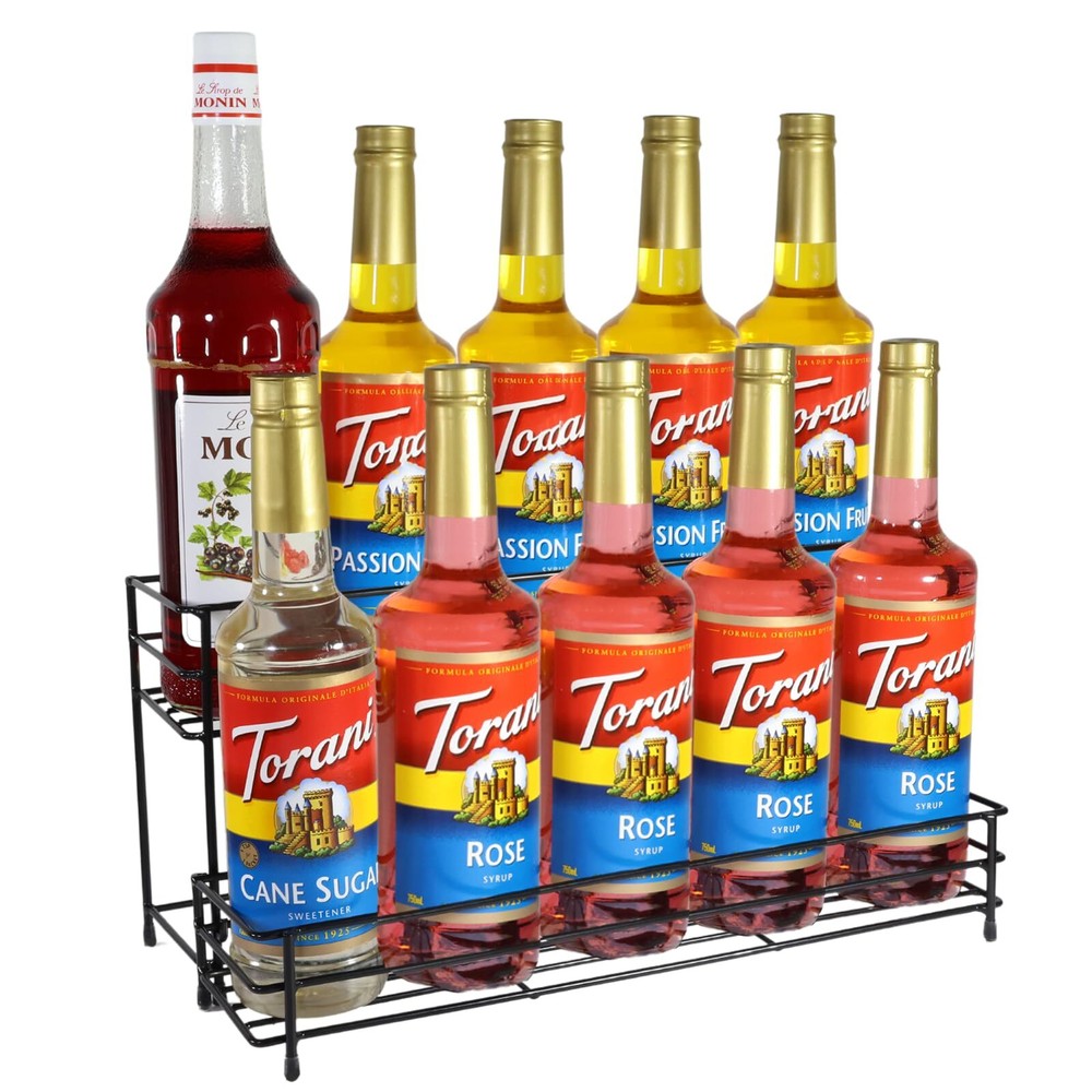 Coffee Syrup Organizer Rack, 2 Tier Coffee Syrup Stand Holder for Coffee Bar,...