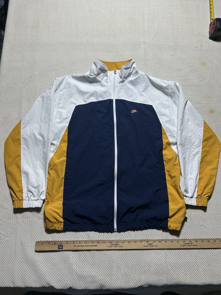 Vintage 90s Nike Grey Tag Zip Up Lined Wind Breaker Mens Size XL Color Block