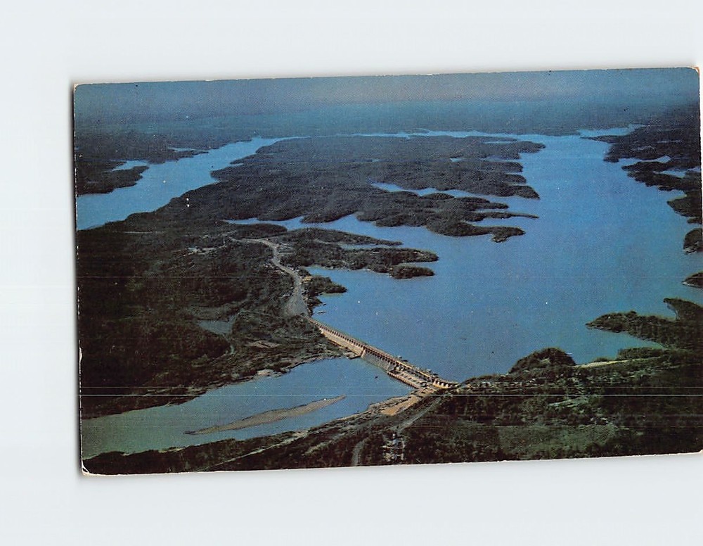 Postcard Aerial View Of Bagnell Dam And The Lake Of The Ozarks Lake Ozark MO USA