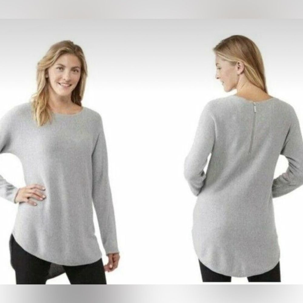 Michael Kors Sweater Tunic With Back Zipper Heather Gray Womens Size Large