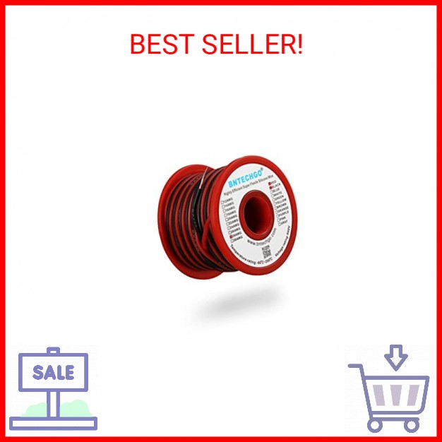 BNTECHGO 28 Gauge Silicone Wire Spool Red and Black Each 25ft 2 Separate Wires F