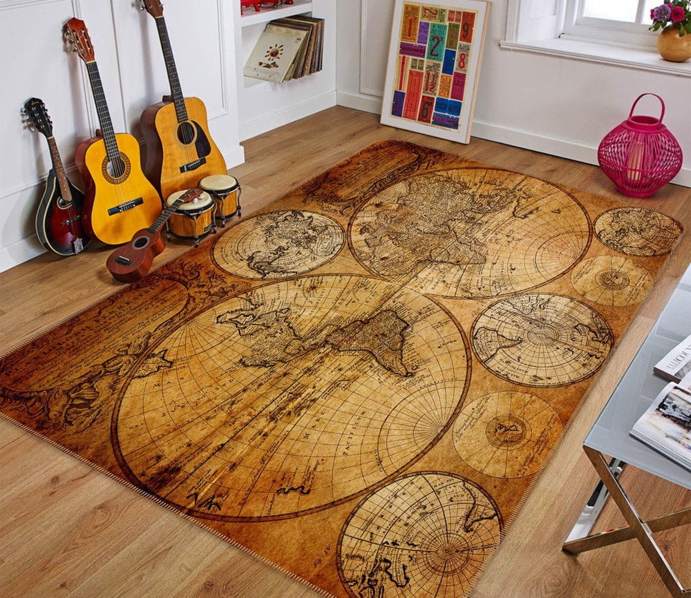 3D Ancient Map 355BNO World Map Non Slip Rug Mat Elegant Photo Carpet Romy