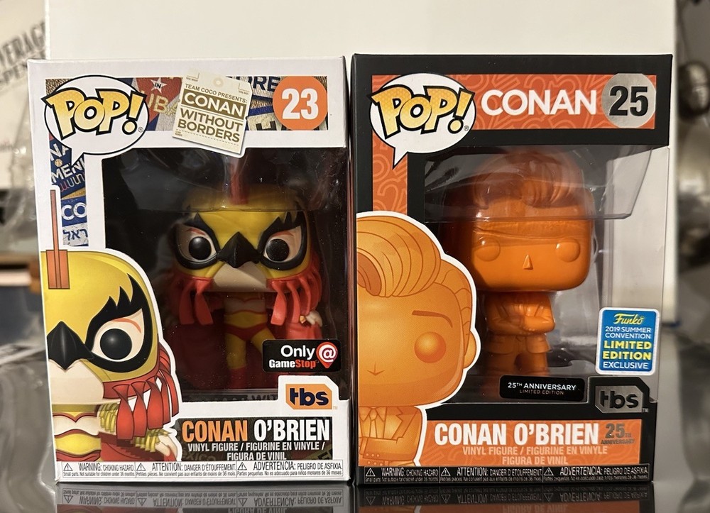 Conan O’Brien FUNKO Pop! Lot- Luchador Conan #23, 25th Anniversary Orange Conan