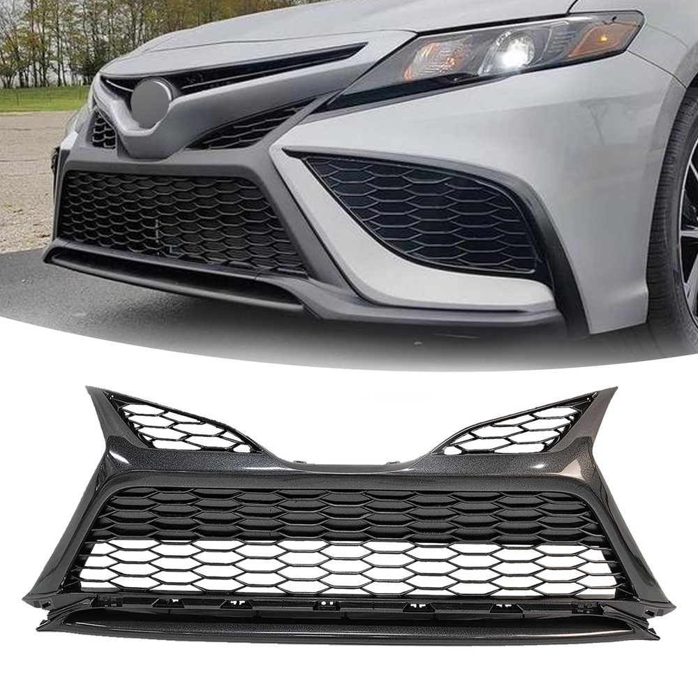 Front Bumper Lower Grille W/O Radar Hole For 21-22 Toyota Camry SE XSE Dark Grey