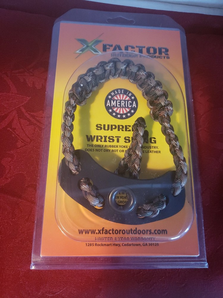 X FACTOR OUTDOOR PRODUCTS. SUPREME WRIST SLING CAMO NEW IN PKG. MADE IN USA