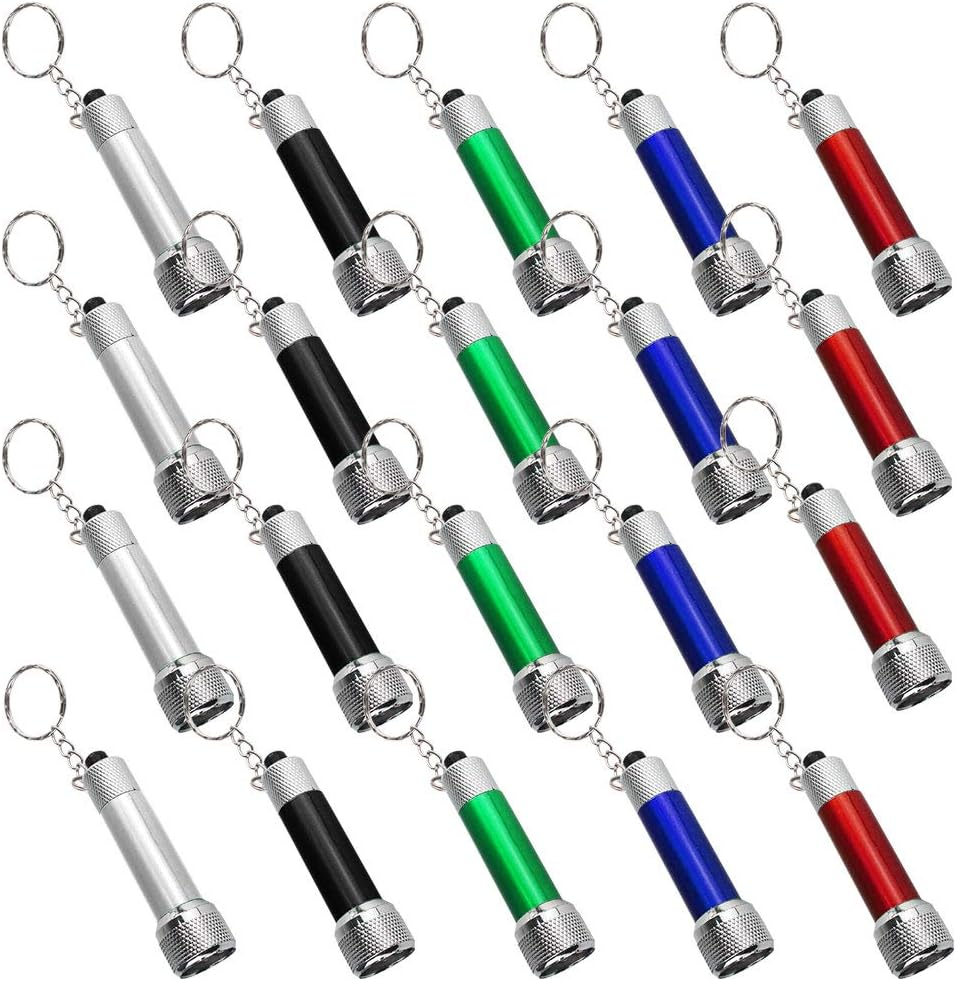 20 Packs Mini LED Flashlights, 2.7 Inch Pocket Flashlight Keychain 5 Bulbs LED f