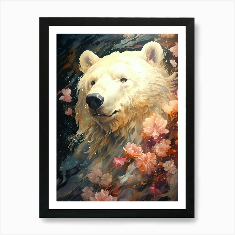 Polar Bear Framed Wall Art Canvas Print Wildlife Decor