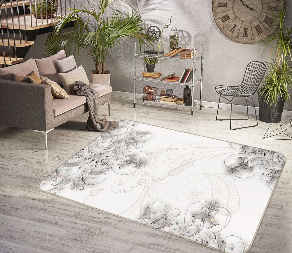 3D Grey Flower ZHUC550 Game Non Slip Carpet Mat Photo Carpet Amy
