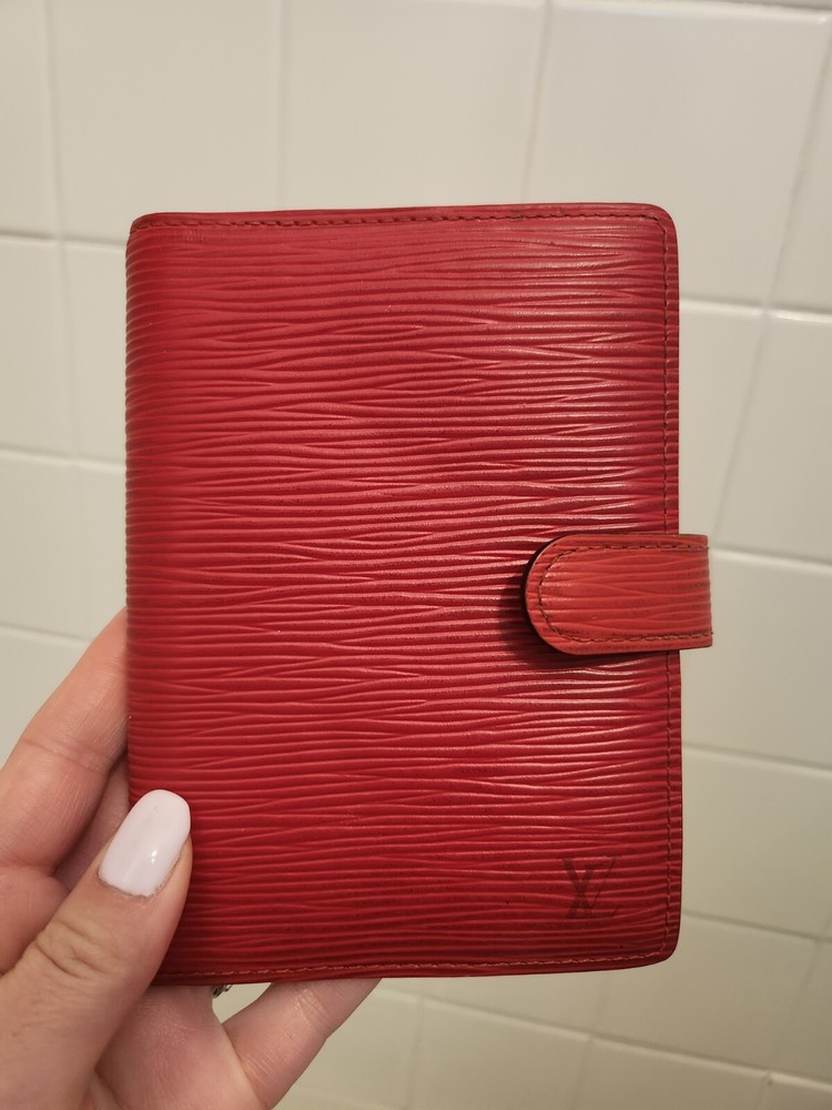 Louis Vuitton Epi Agenda Passport Holder Red Wallet Rare* Black Inside