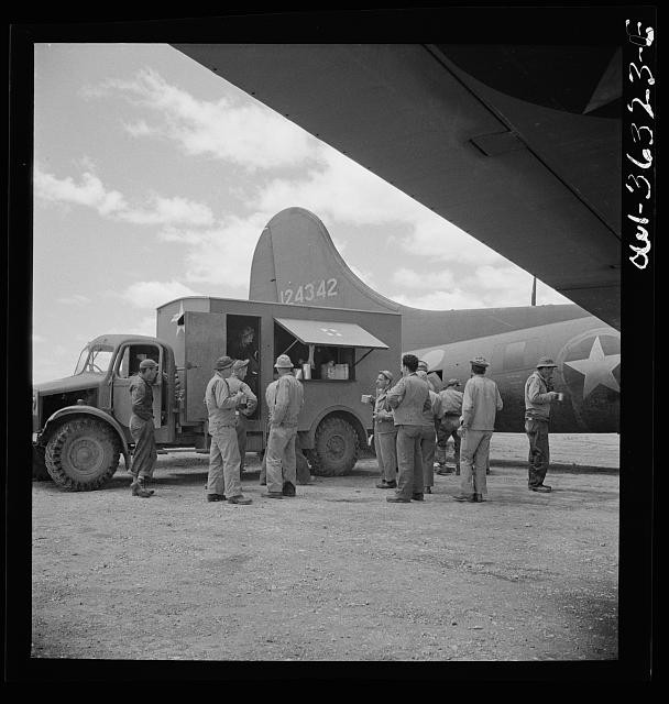 Photo:Military Truck C-47 Transport Plane 1940s Airfield Refueling Crew