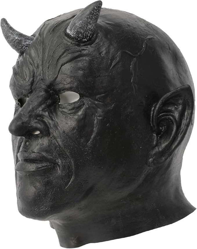 Realistic Scary Devil Mask Demon Horror Latex Full Head Horns Halloween Costume