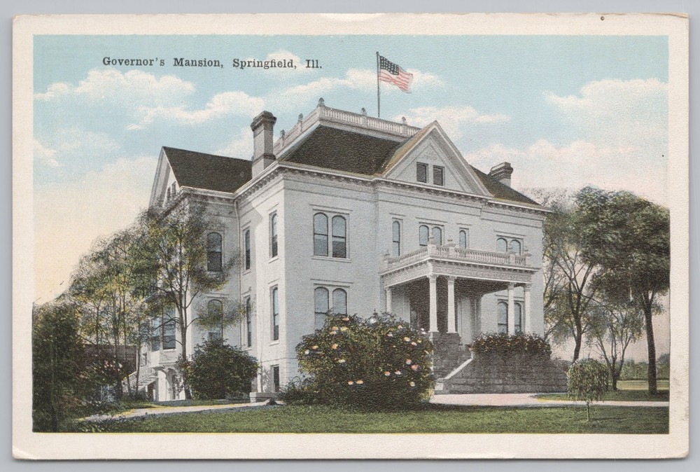 State View~Springfield Illinois~Governor's Mansion~Vintage Postcard
