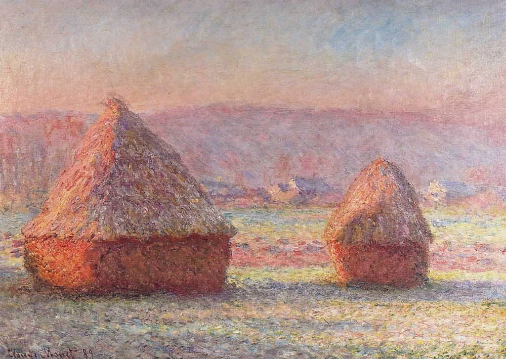 Monet Haystacks Wall Art Poster - Impressionist Landscape Print