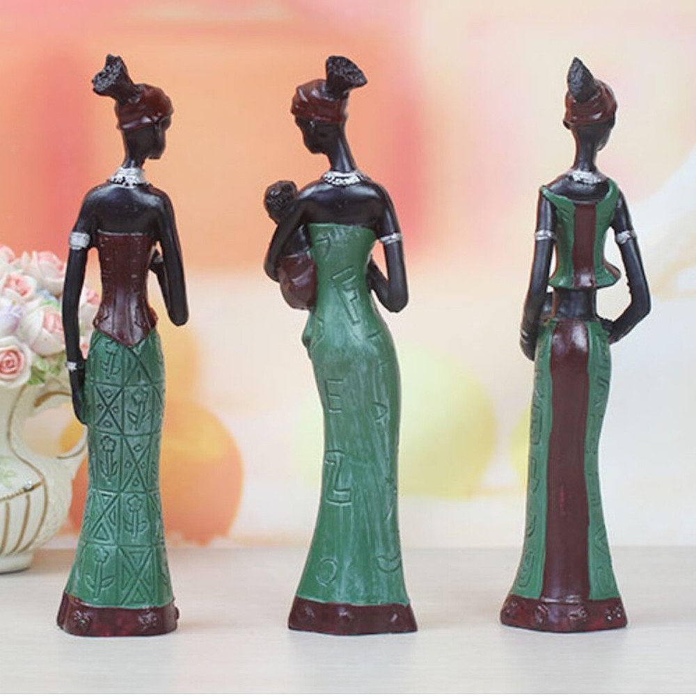 Resin Table Top African Figure Sculpture Bright Color Dyed Centerpiece, Home