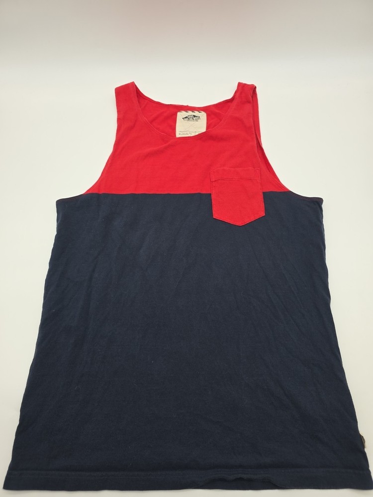 Vans Tank Top Mens Large Blue Red Graphic Off The Wall.#42374
