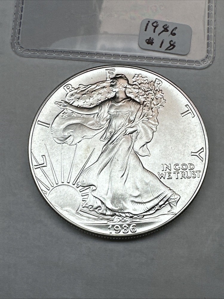 1986 Uncirculated Silver American Eagle 1oz 0.999 Fine Silver 18