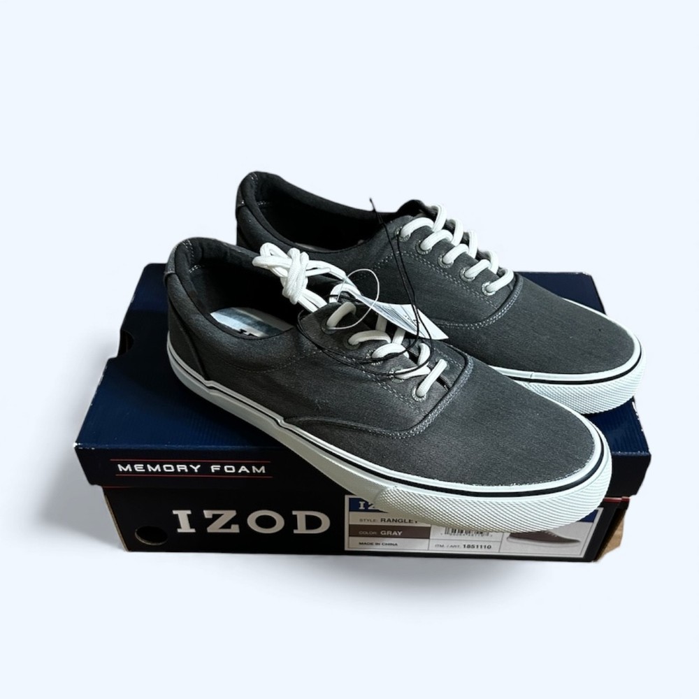 Izod Rangley Men's Lace Up Casual Canvas shoe Memory Foam Gray size 9