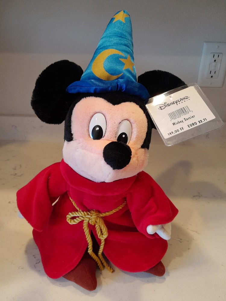 Vintage New W/Tags Disneyland Paris Mickey Mouse Sorcerer Plush Fantasia 14