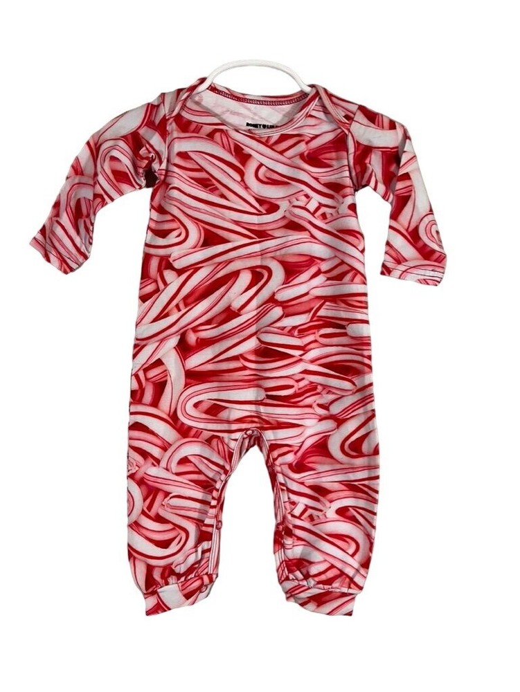 Romey Loves Lulu Jumpsuit 3M Red Candy Cane Festive Holiday Christmas Santa