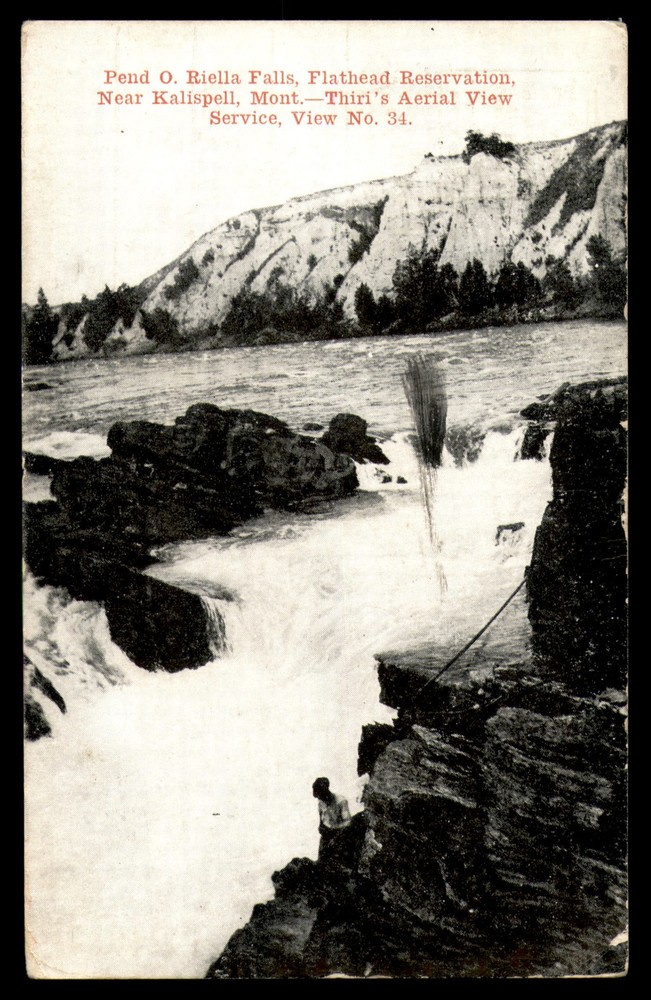 Postcard Pend O Riella Falls, Flathead Reservation MT