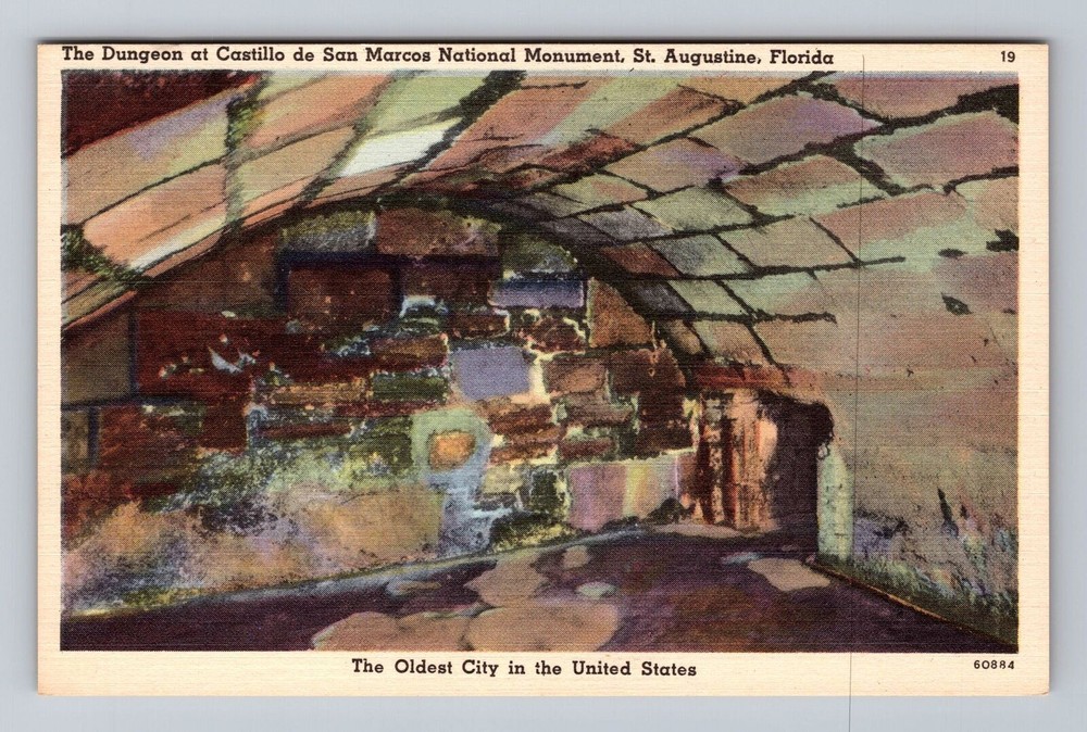 Florida FL St Augustine The Dungeon At Castillo de San Marcos Vintage Postcard